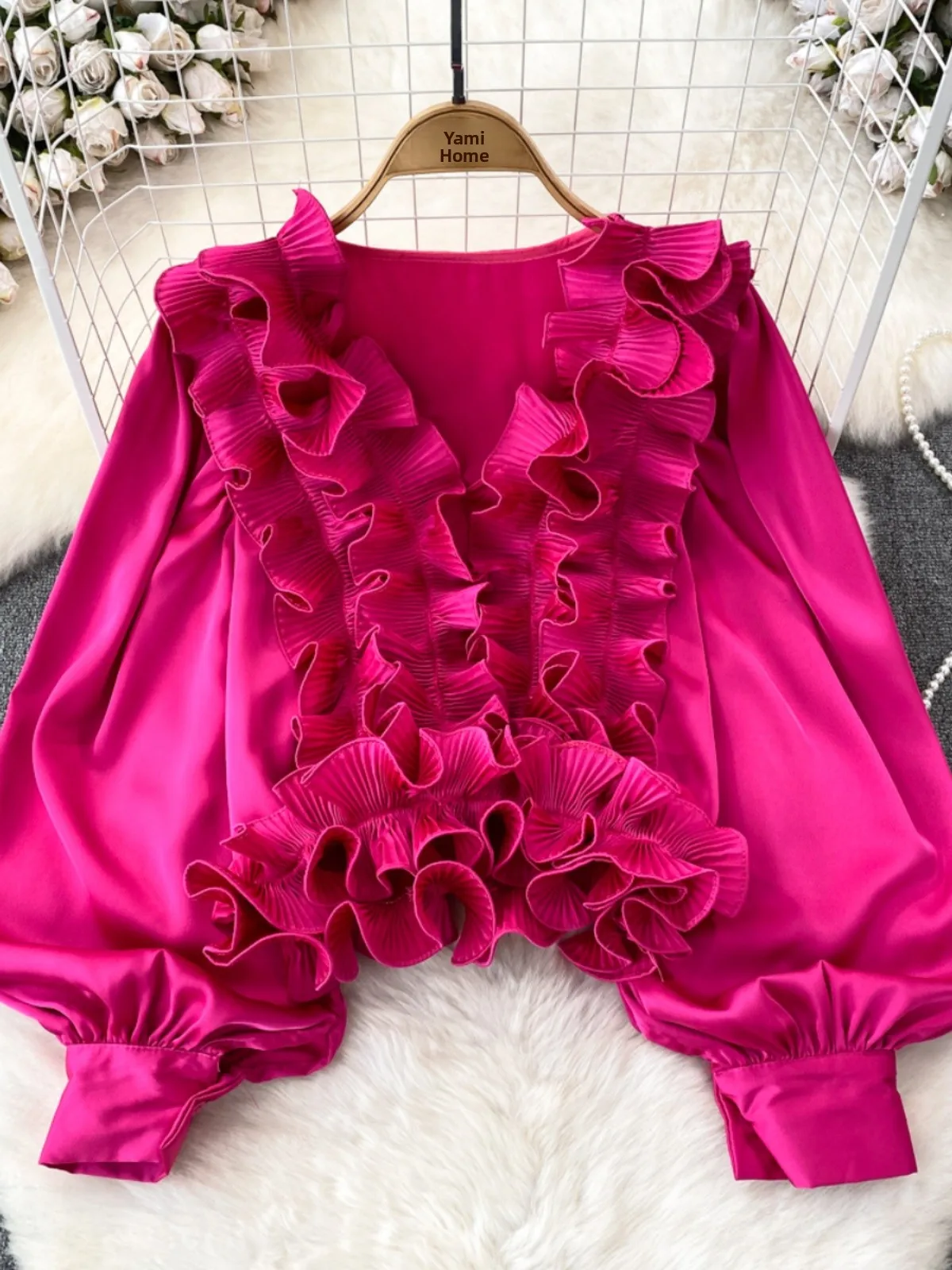

Slimming Effect Long Sve V-Ne Women's Casual irt Korean Sle Commute Pure Color Loose Fit ort Length Top