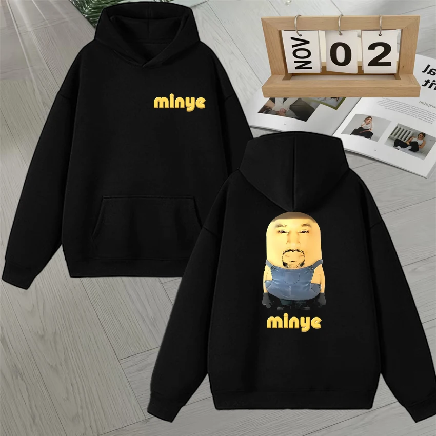 Rapper Kanye West New Minye Funny Meme Graphic Hoodie Unisex harajuku vintage Sweatshirt Men Women Fleece Autumn Winter Pullover