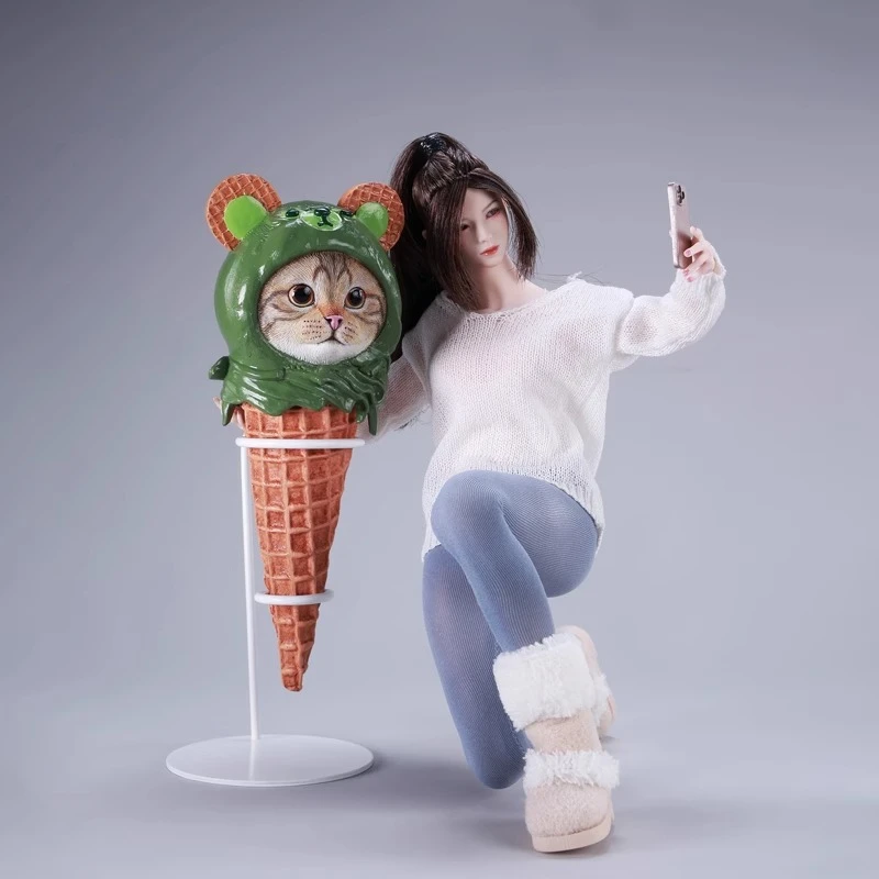 ما قبل البيع 1/6 مقياس جميل الآيس كريم مخروط القط محاكاة اليدوية نماذج للحيوانات صالح سطح المكتب هدية مزخرفة جمع #4