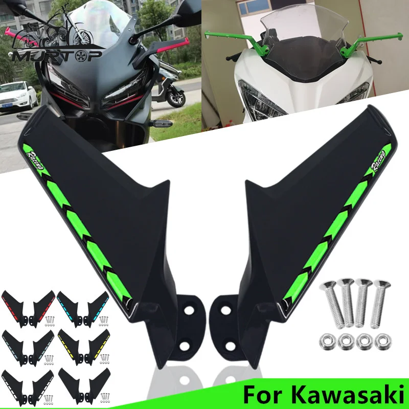 

NEW Motorcycle CNC Side Wing Spoiler Fairing Rearview Mirror Fixed Wing For ZX-6R ZX-10R NINJA400 ZX6R ZX10R Ninja 400 2022-2024