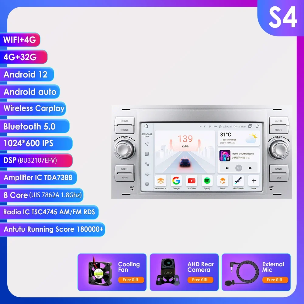 Android Autoradio Voor Ford Focus 2007 Mondeo S-Max C Max Kuga Galaxy Fiesta Transit Fusion Connect Autoradio Multimedia Carplay