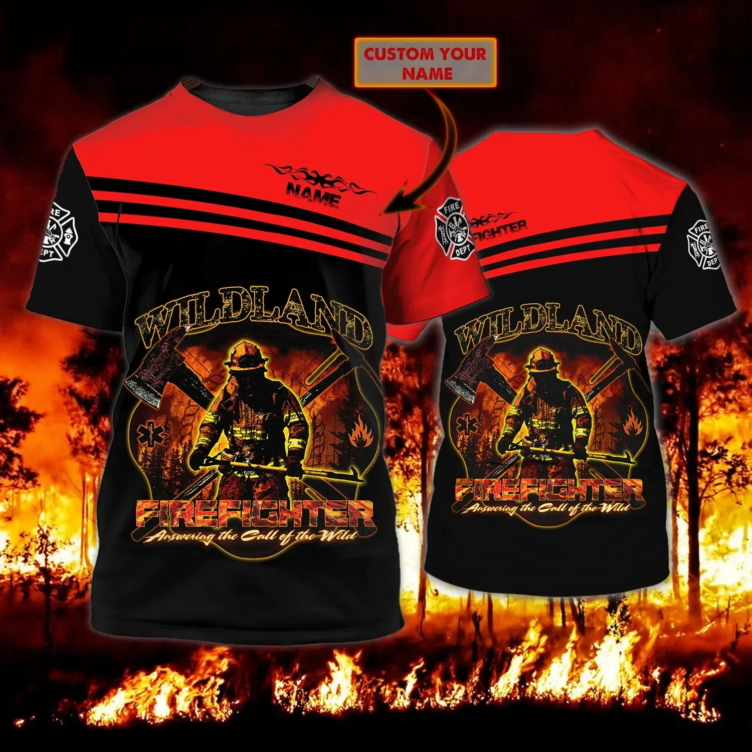 Brave Firefighter Personalized Name 3D All Over Printed Men t shirt Summer Casual Harajuku T-shirts Unisex street Tshirt DDR01