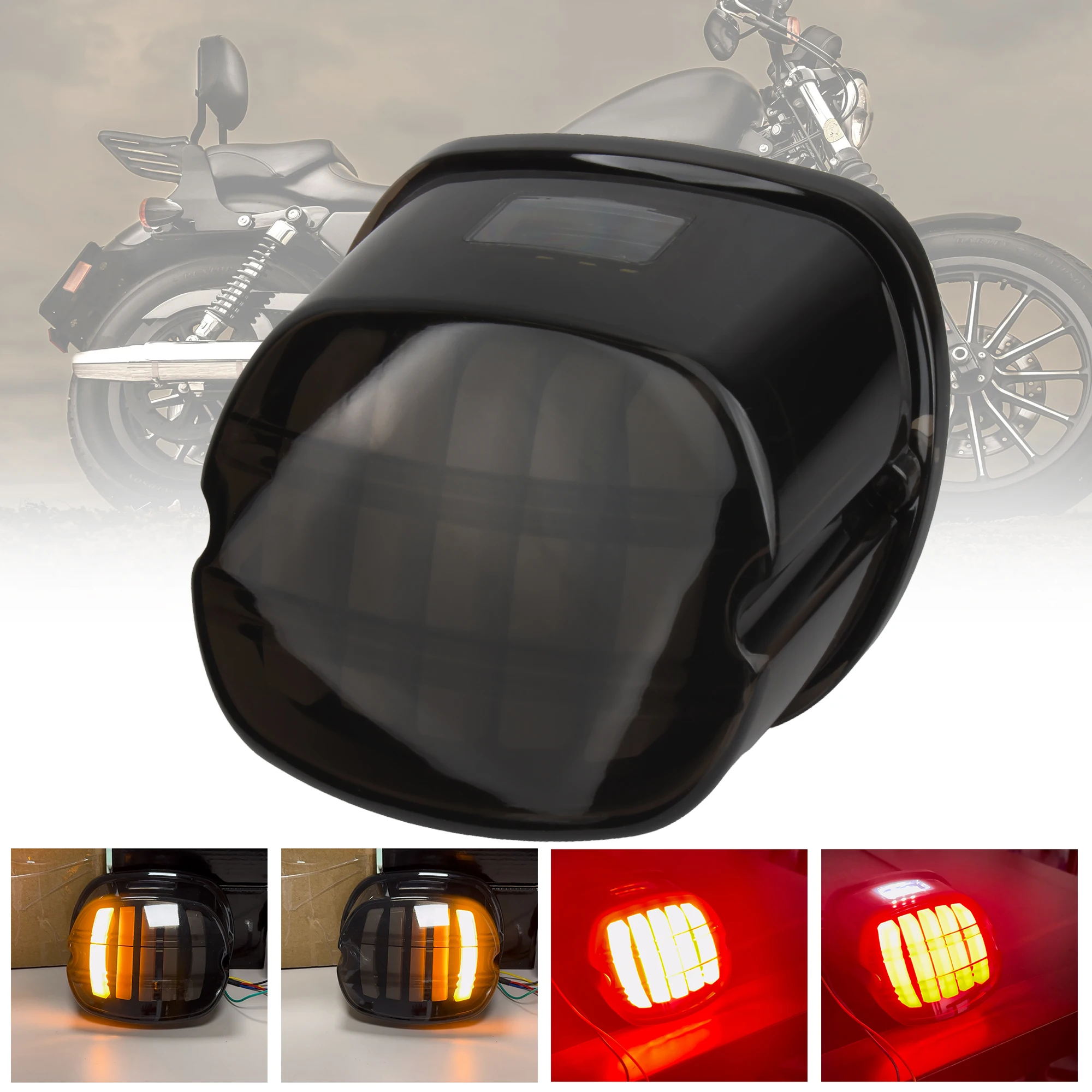 Motorcycle LED Rear Tail Light Strobing Brake Taillights For Harley Dyna Road King Electra Glide Street Bob Touring Davidson