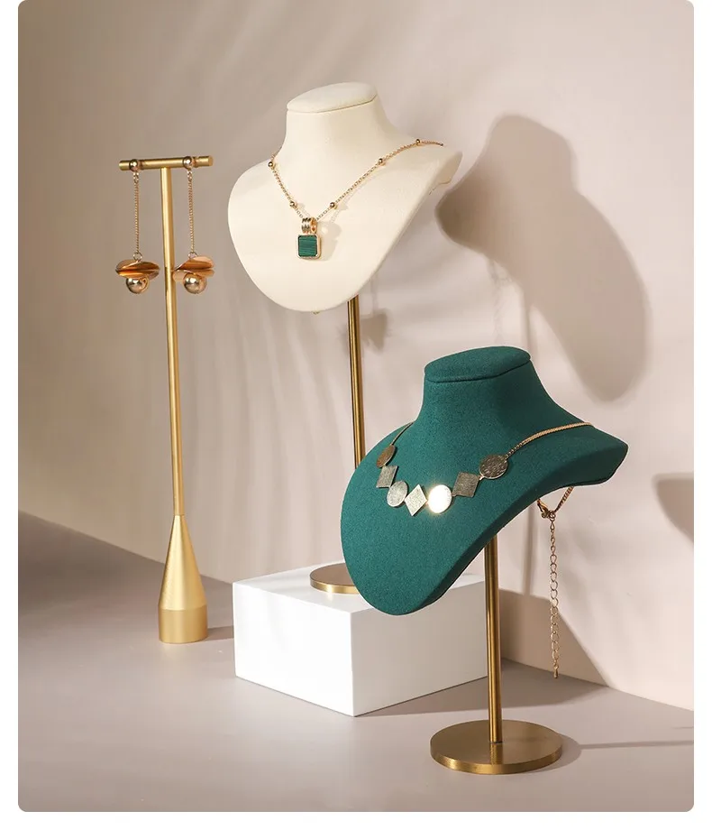 

# Elegant Velvet Metal Necklace Bust Jewelry Display Props Container For Stylishly Displaying Necklaces And Busts