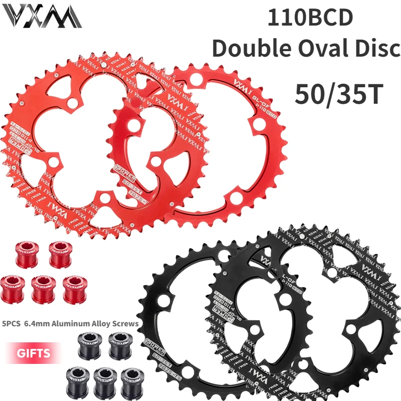 VXM 110BCD Oval Double Speed Chainring 50/35T,700C Road Bike，7075 Aluminum Alloy,Road bicycle Wheels,Climbing Power Plate Kit，