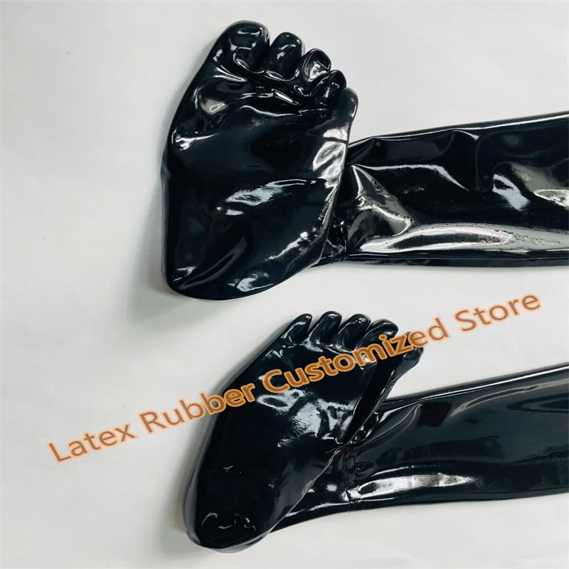 Black Latex Thigh High Stockings with Toes Cosplay Zentai Latex Long Stockings