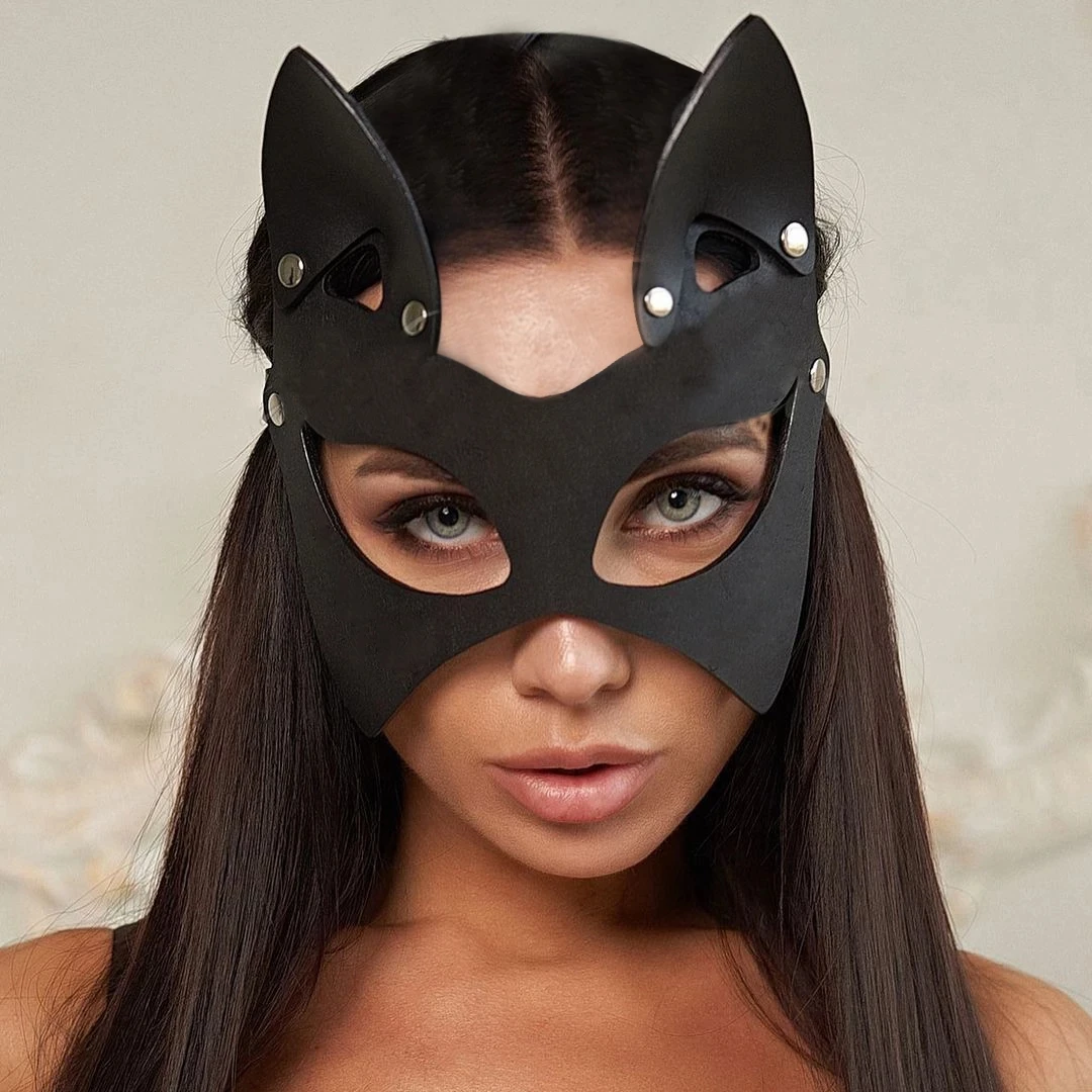 Black PU Leather Mask Sexy Adult Eyes Fox Cosplay Face Women Men Sex Erotic Costumes Party Halloween Mask Cosplay Toys Face