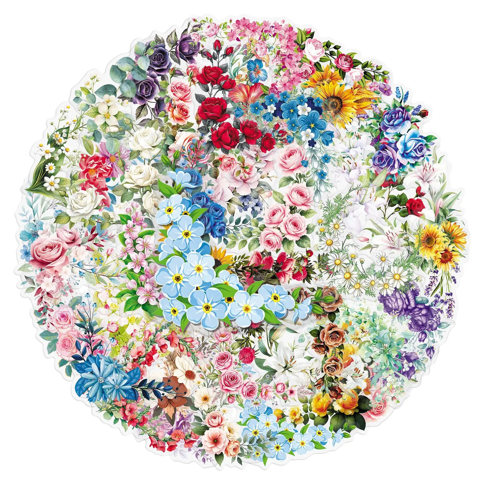 50 Pcs Floral Border Art PET Clear Stickers Exquisite Floral Girly Heart For Scrapbooking Material Water Bottle DIY Stickers