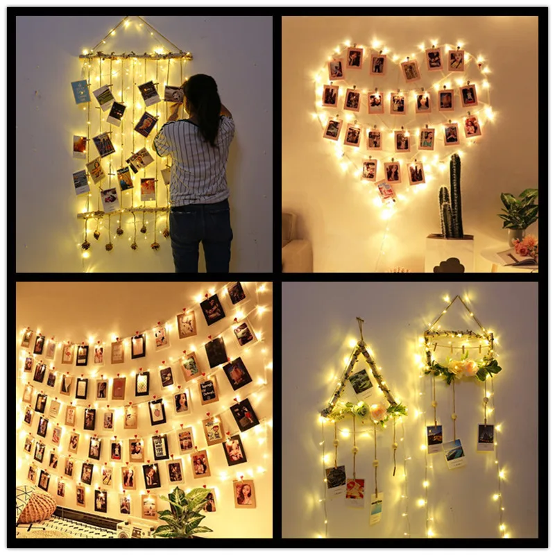 2M/5M/10M LED Photo Clip Lights String Fairy Lights Battery Box Garland Bedroom Home Party Photo Wall Wedding Christmas Decor