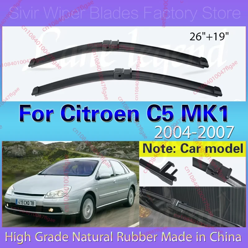 

2pcs For Citroen C5 MK1 2004 2005 2006 2007 Car Front Wiper Blades Soft Rubber Windscreen Auto Windshield 26"19" Car Accessories