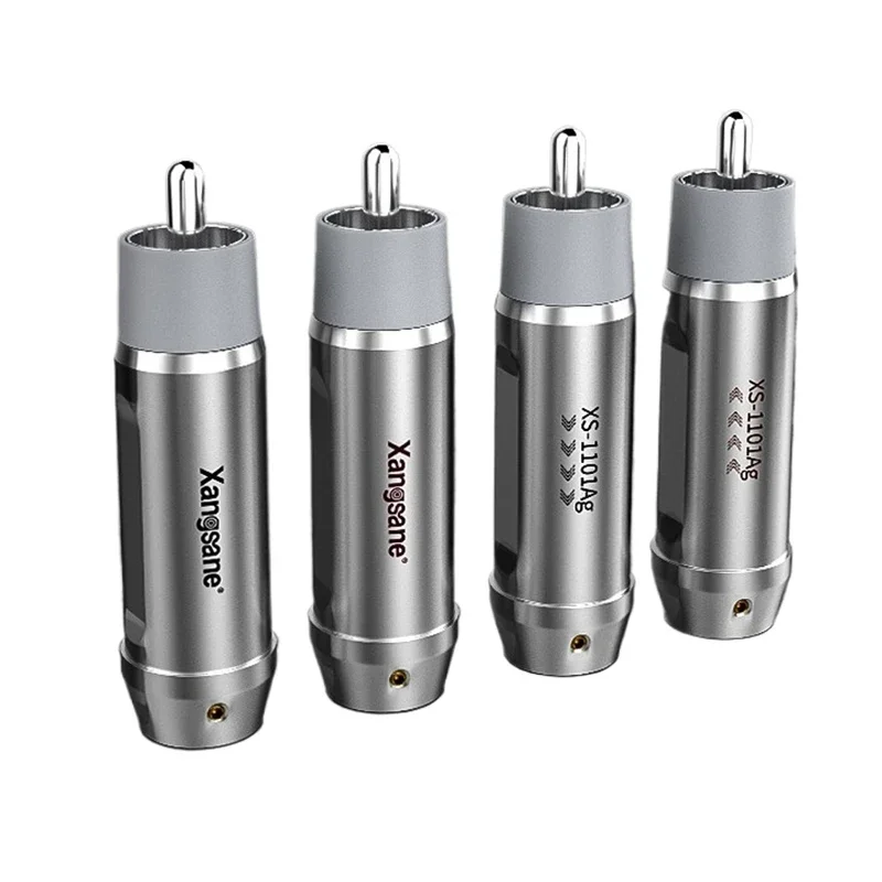 

4Pcs 4N Pure Silver Core RCA Plug Weld Lotus Terminal Signal Line Connector for HiFi Audio Cable