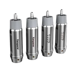 4Pcs 4N Pure Silver Core RCA Plug Weld Lotus Terminal Signal Line Connector for HiFi Audio Cable