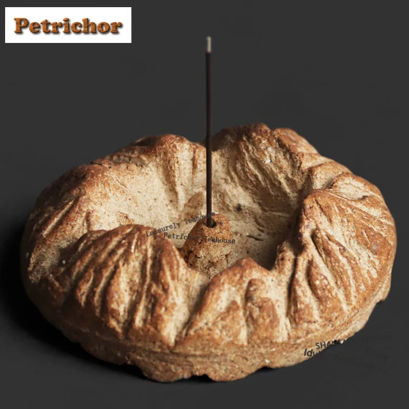 Coarse Pottery Hand-molded Clay Mountain Incense Holder Mist Smoking Steamers Incense Burners Consecrate Censer Cafes Craft