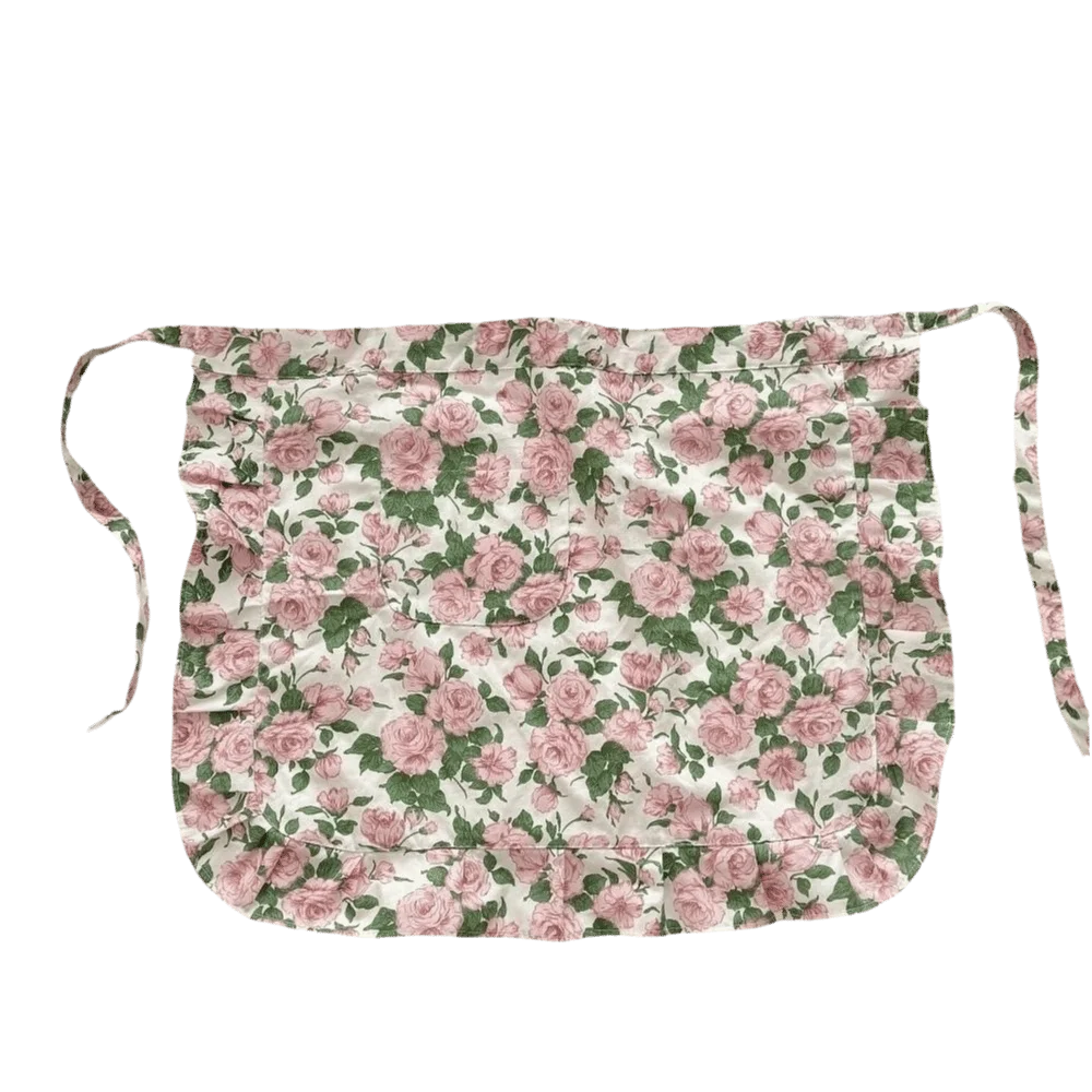 Practical Rose Flower Pattern Half Body Apron Anti Fouling Korean Style Work Apron with Pocket Cafe Apron For Flower Shop