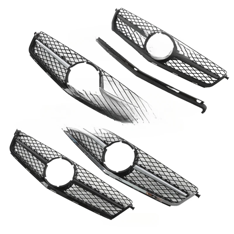 For Mercedes Benz C Class W204 2008 2009 2010 2011 Carbon Fiber Car Grilles Matte Glossy Black Chromed C63 AMG Front Grille