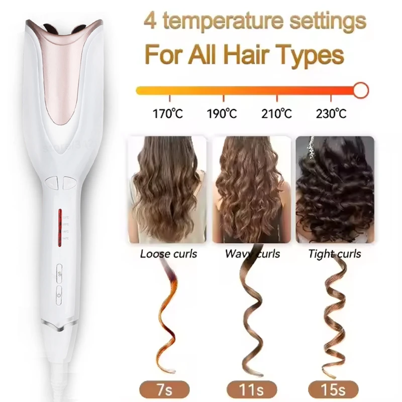Fully Automatic Tourmaline LED Electric Rotating Hair Curler Big Waves Curls No Damage Anti-Scald Students' Use