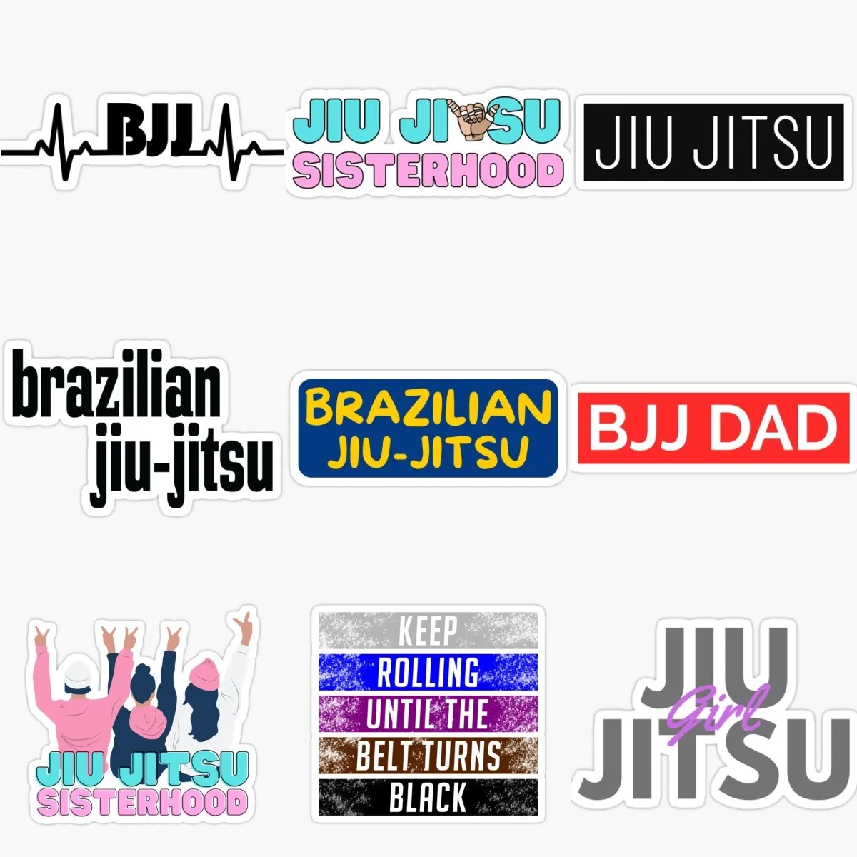 Jiu Jitsu Creative Personalized PVC Stickers for Decorate Car Wall Room Bicycle Van Table Motorcycle Off-road Helmet Camper