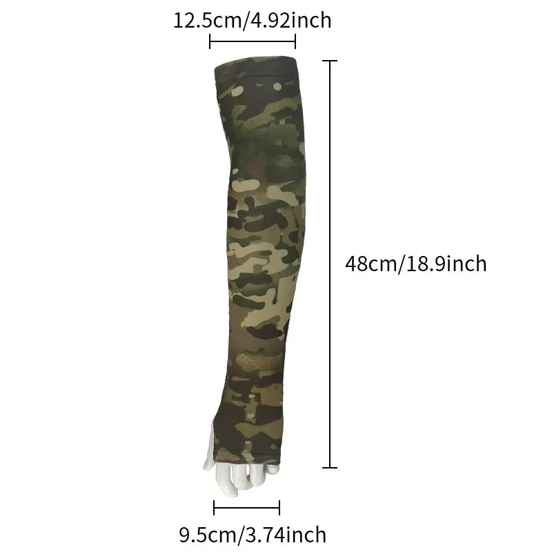 Camouflage Ice Silk Sleeve Cover Men Women Sun Protection Windproof Arm Sleeves Oversleeve for Outdoor Fishing Hunting Cycling