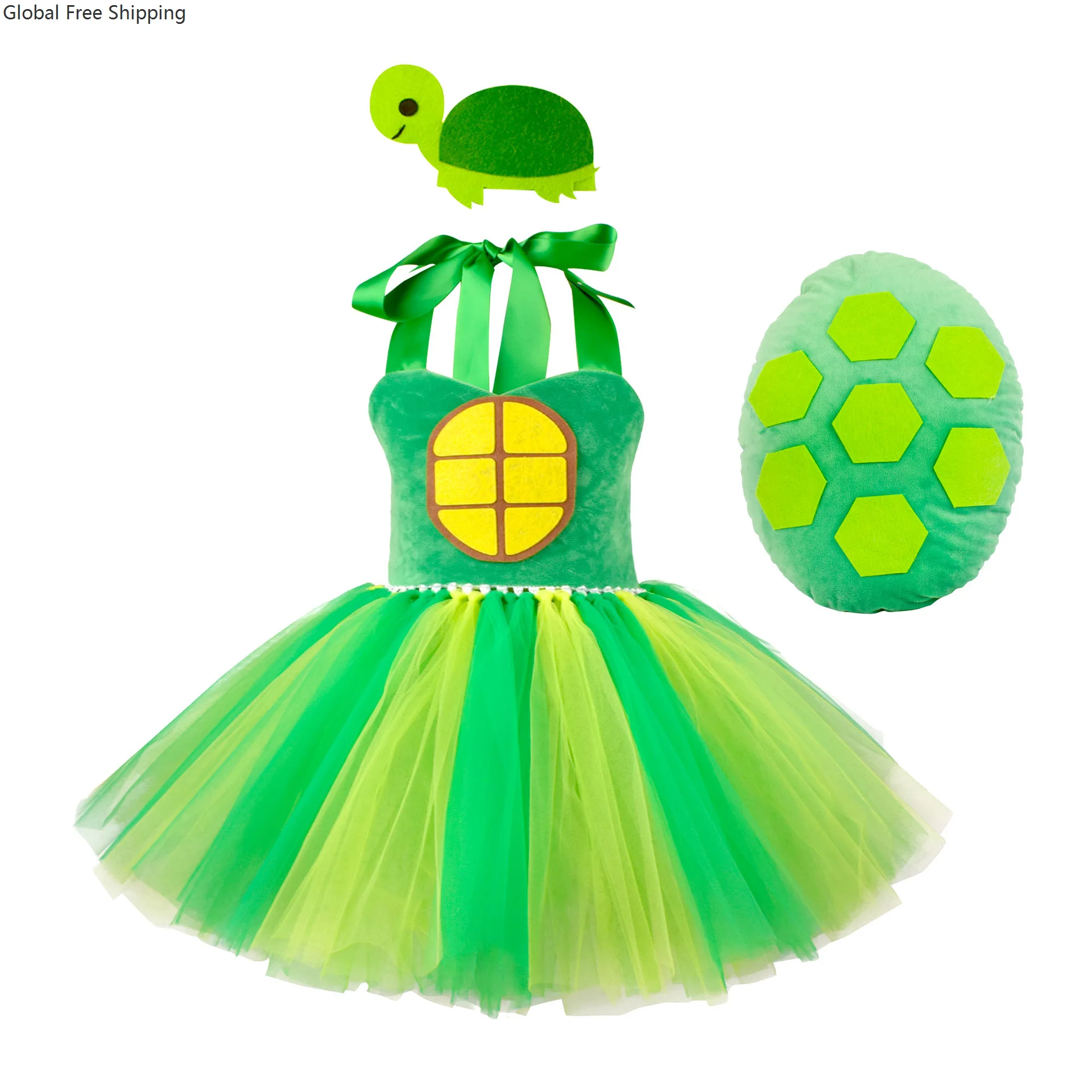 

New Cute Girl's Little Turtle Animal Role Play Mesh Dress Halloween Party Fun Show Dress Turtle Suit Costume Baby Birthday Gift