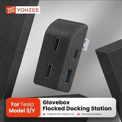 For Tesla Model 3 Highland Model Y Juniper 2021-2025 Glove Box Flocking USB HUB Adapter Quick Charger Car Accessories