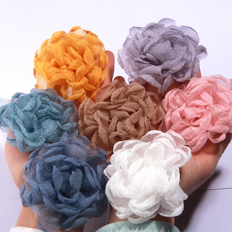5Pcs 7.2cm Chiffon Artificial Flowers Head Room Wedding Decoration Home Accessories Diy Fake Flower Christmas New Year Decor