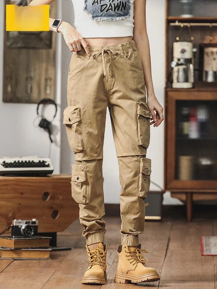 

Хлопковые рабочие брюки, повседневные мужские эластичные длинные брюки на весну и лето, дышащие удобные молодежные брюки с несколькими кетами