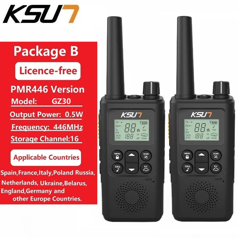 KSUT GZ30 Handheld PMR446 FRS Walkie Talkie 2pcs Communication Radio Station Transmitter Long Range UHF Two Way Radio