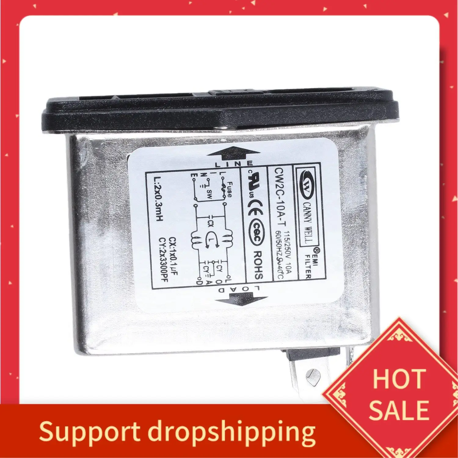 

B44C 10 Pcs Movable 7Mm Inner Diameter Black Ferrite Core Ring Cable Clip & 1X Solder Lug Terminals IEC 320 C14 EMI Filter