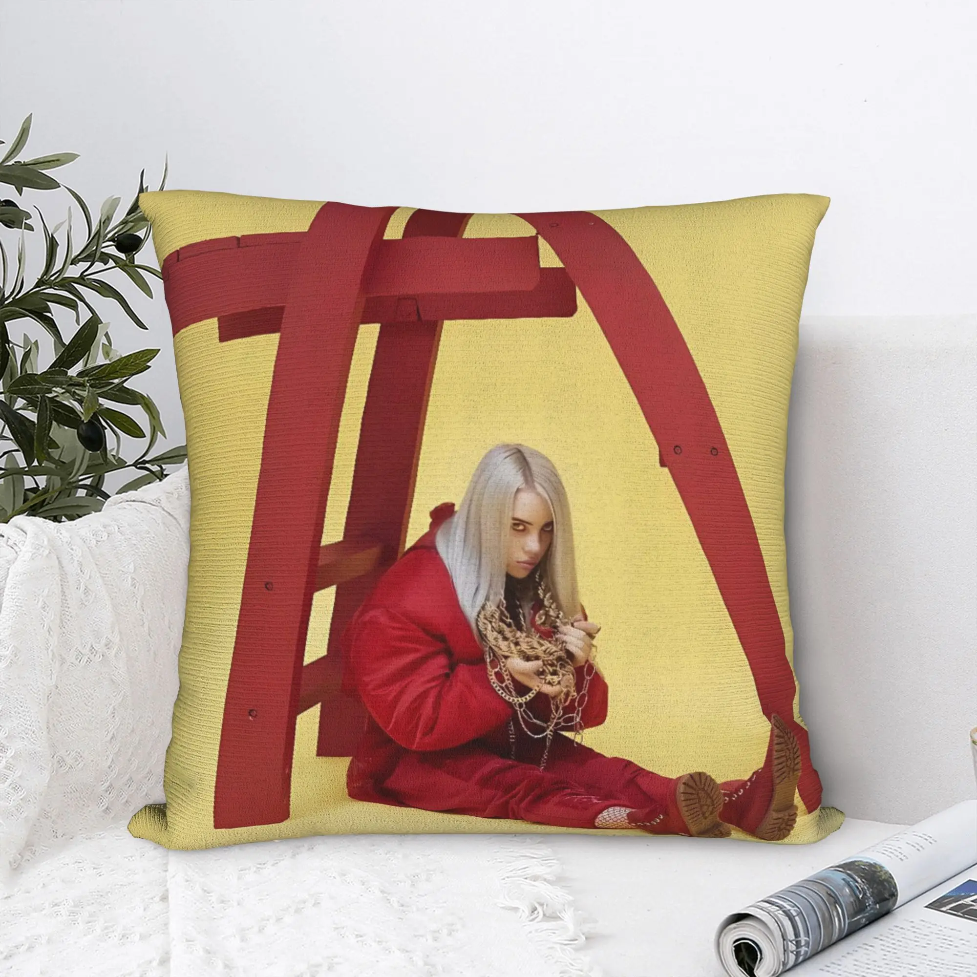 Singer B-BilliEilishs 2026 Pillow Case  Square Pillow Cover Kawaii Cushion Cover For Sofa Home Decoration