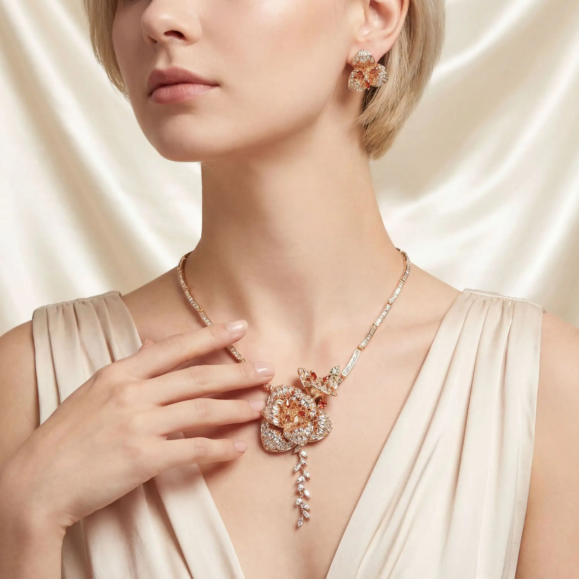 Summer 2026 High-end Women's Zircon pendant jewelry Set, Light Luxury Evening Earrings, Necklace, Wedding Accessories