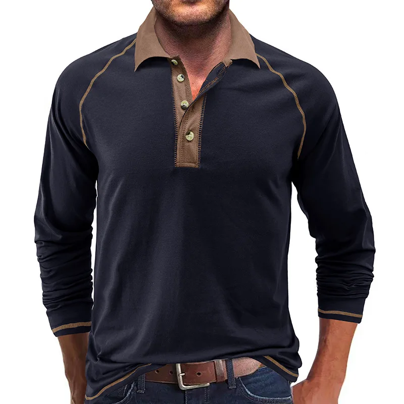 

Fall Men's Clothing Long Sleeve LapelTT-shirt MenPOLOShirt Bottoming Shirt Men's Top