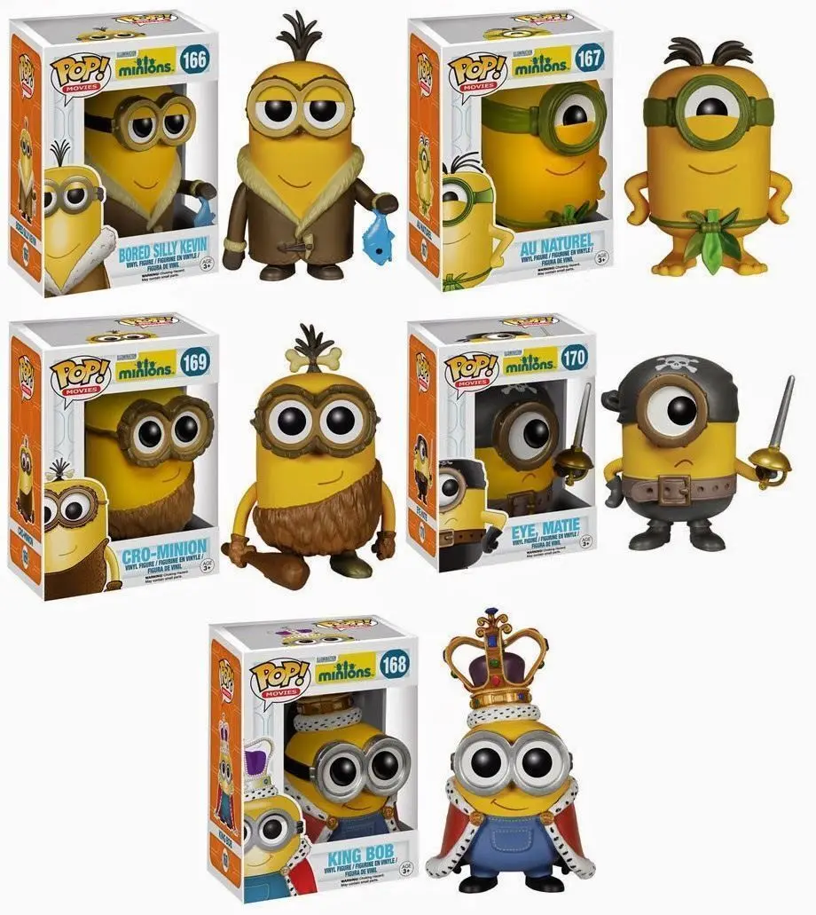 Funko Despicable Me Minions 3 Reyes Pirata primitivo Kevin Minions 166 #   167 #   168 #   169 #   170 #   Figuras de acción de vinilo Juguetes para niños