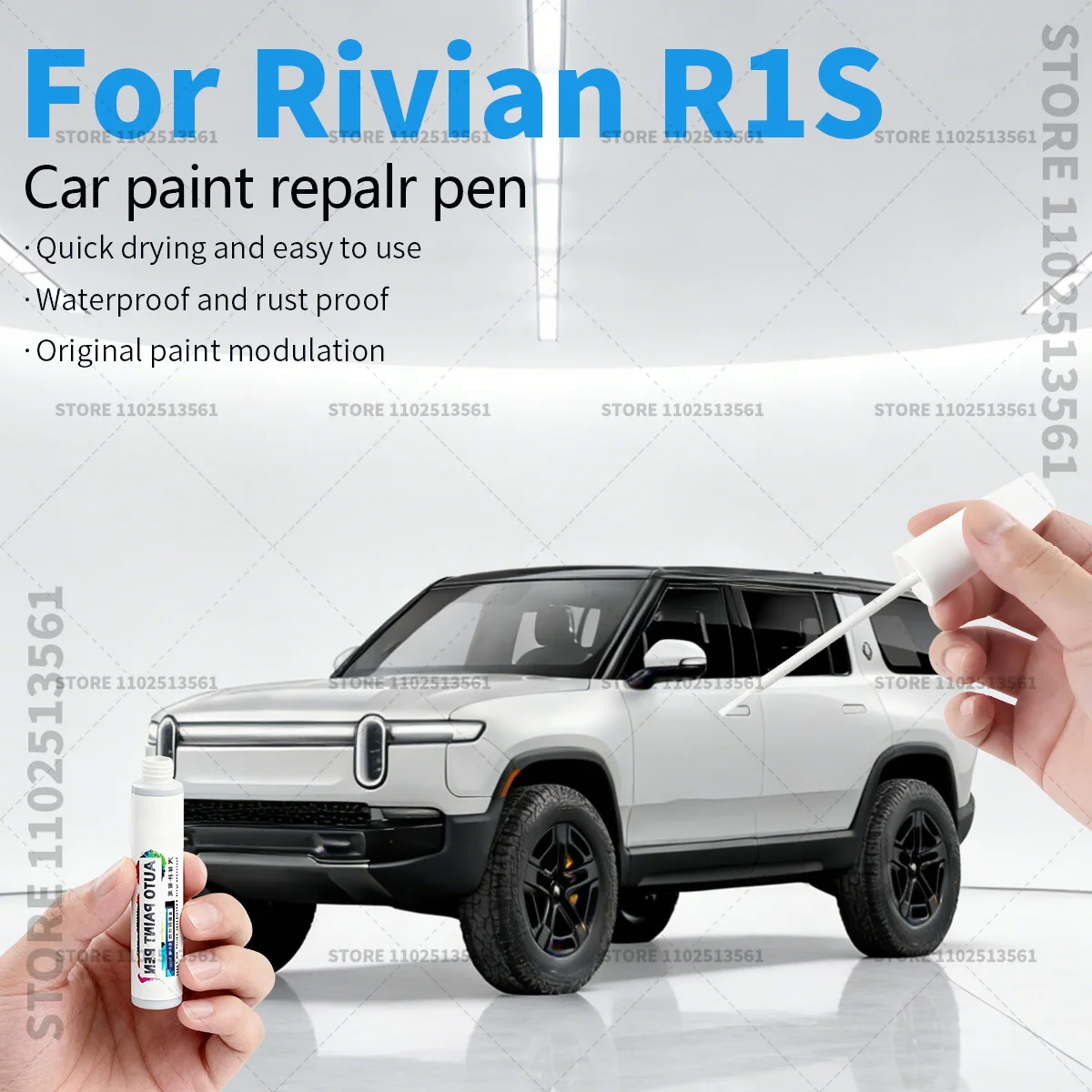 

Средство для удаления царапин с краски Rivian R1S, аксессуары для ухода за лакокрасочным покрытием автомобиля: зеленый, белый Glacier, серебристый LA, черный Midnight, синий Rivian, красный.