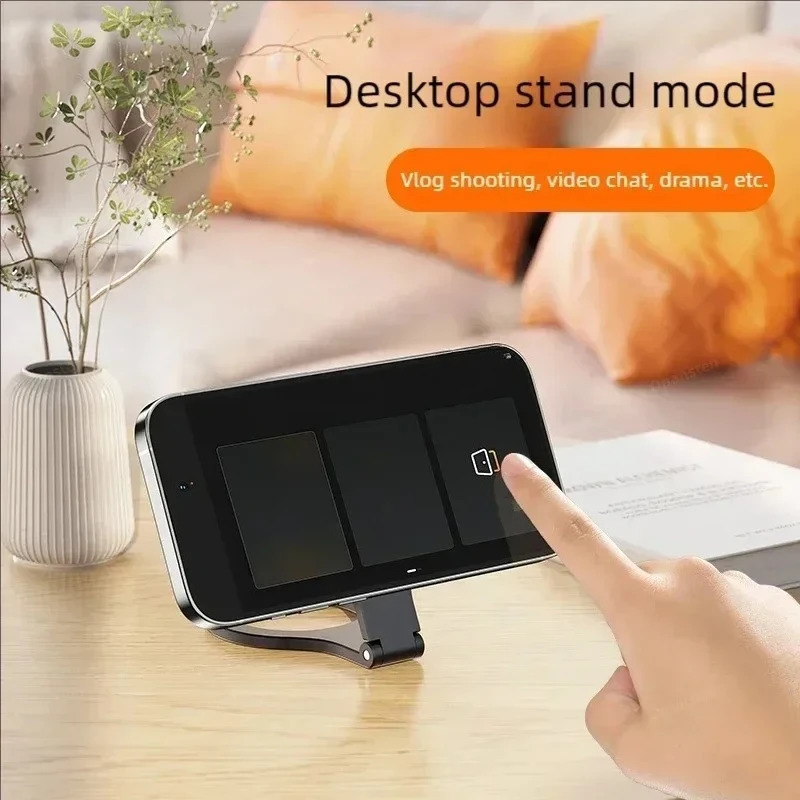 MagSafe 용 이중 링 iPhone 16 15 12 11 Pro 핸드폰 홀더 용 강력한 자기 합금 접이식 자기 데스크탑 전화 홀더