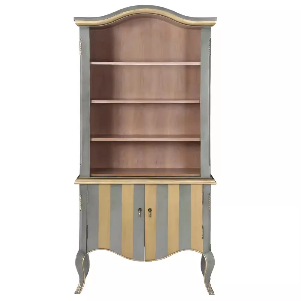 

French living room retro decorative cabinet neoclassical solid wood carving foyer European solid wood dining side cabinet
