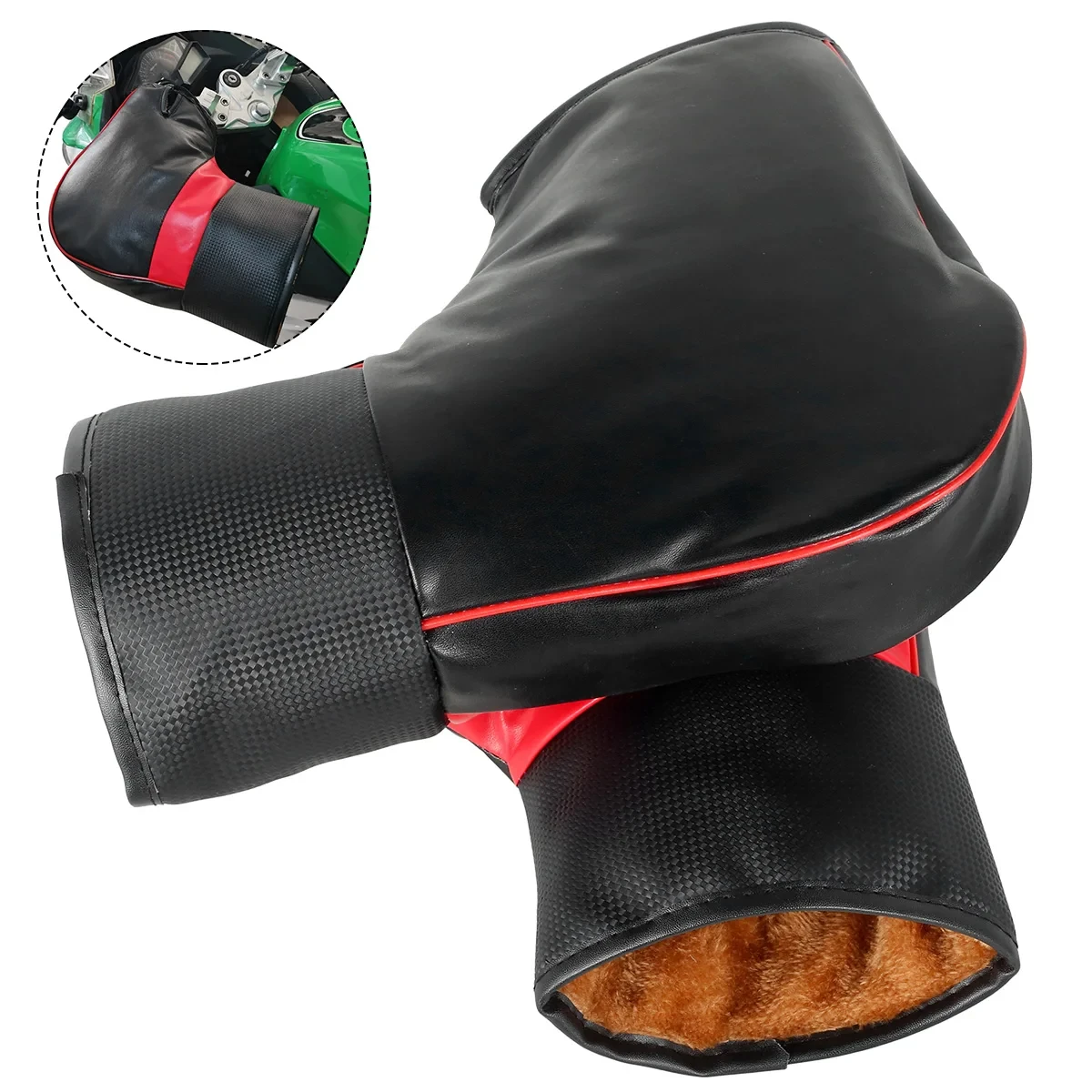 

1Pair Motorcycle Handlebar Cover Winter Battery Bike Windshield Gloves Windproof Warm Handle Thickened Reflective Strip