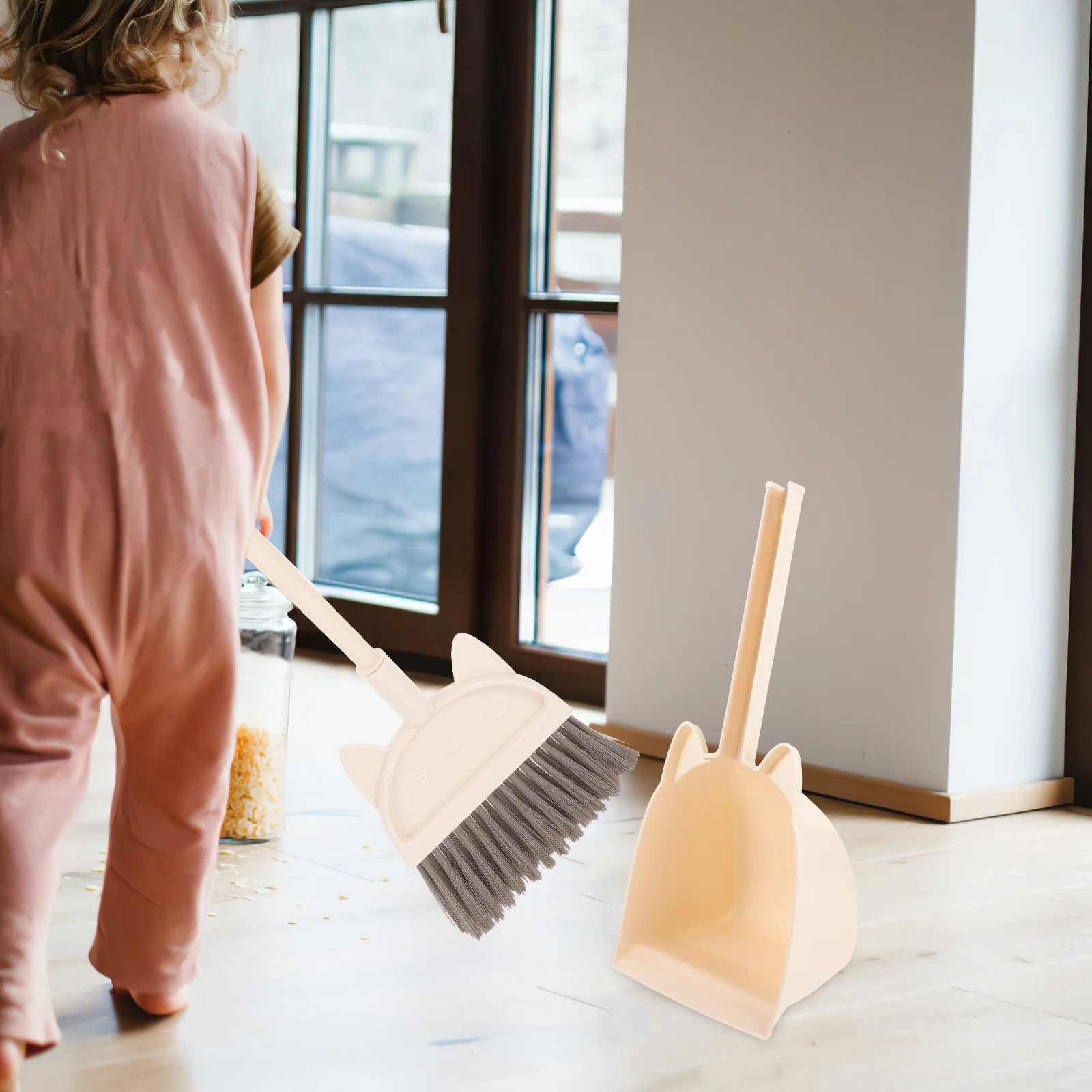 1Set Kids Small Broom Set Plastic Broom with Dustpan for Children Cute Housekeeping Tools for Toddlers Home Use
