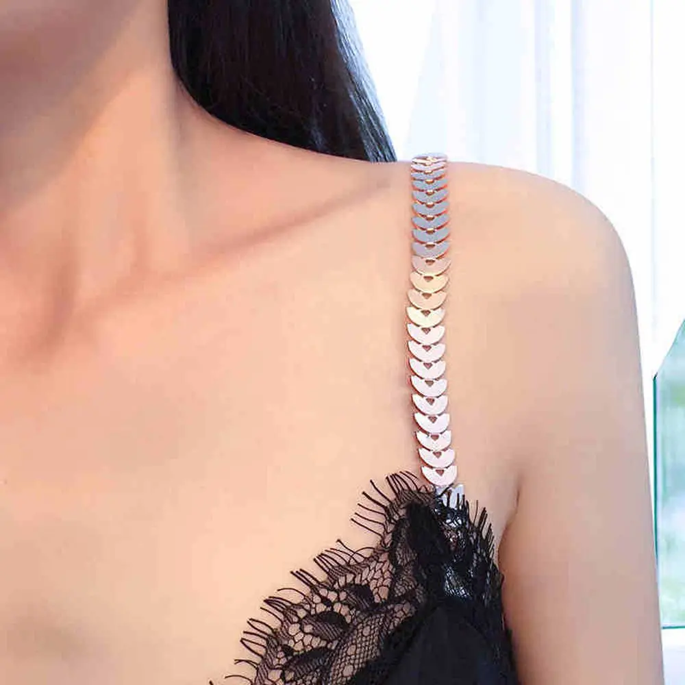 미끄럼 방지 섹시한 여름용 투명 웨딩 진주 어깨끈 브라 액세서리 여성 브라 벨트 브래지어 스트랩