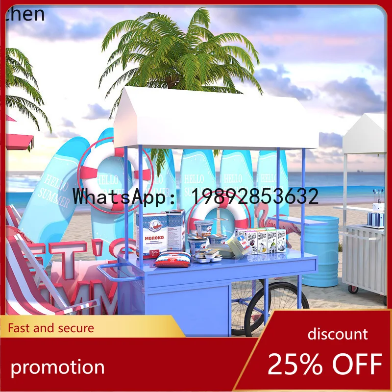 YFY Commercial Street Market Mobile Snack  Promotion Cart Night Market Stall Cart Flower Cart Iron Art Small Push