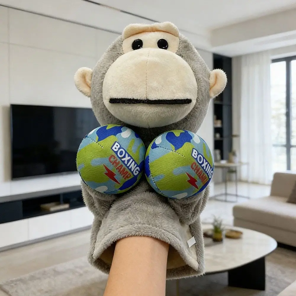 Cute Plush Punching Hand Puppet Interactive Animal Doll Animal Boxing Puppet with Sound Dinosaur Kangaroo Doll for Kids Gift