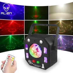 ALIEN 4IN1 RG Patterns Laser Projector Strobe Magic Ball UV Blacklight Stage Lighting Effect DJ Disco Party Dance Wedding Lamp