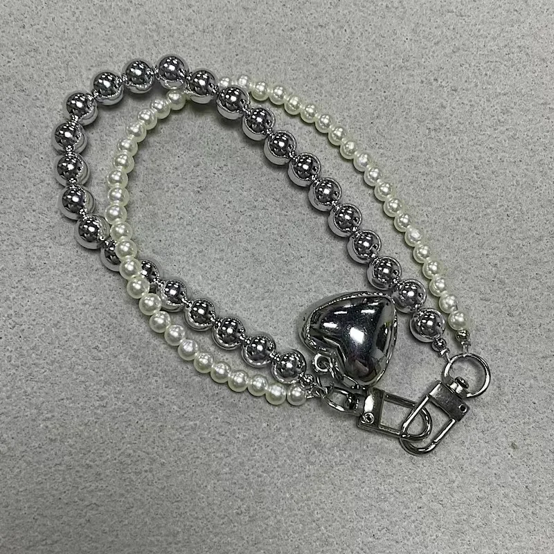 1개 러브 비즈 폰 참 액세서리 키체인 DYM 카메라 가방 펜던트 아이폰 키체인과 함께