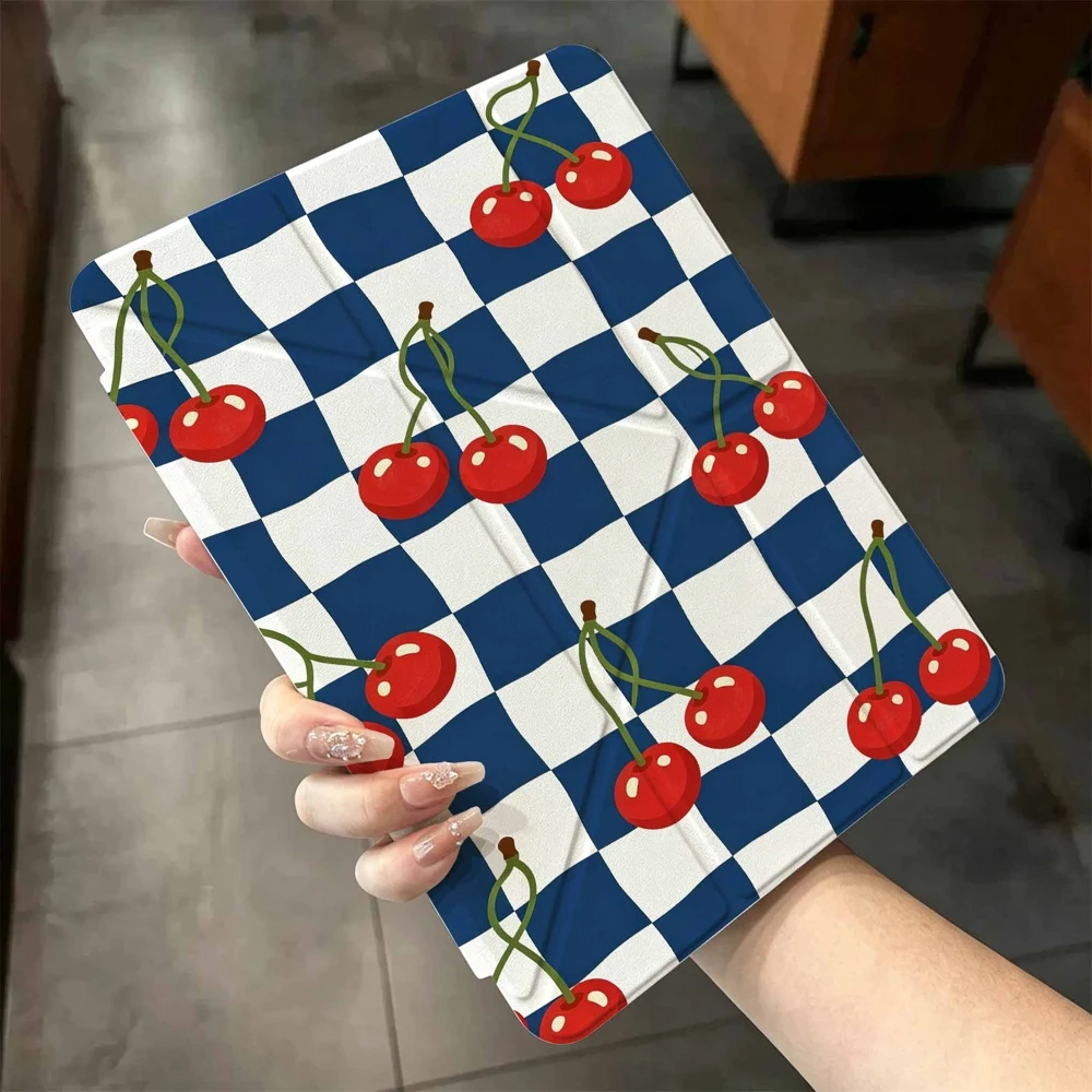 Viral Checkered Cherries For IPad Mini Air Pro 13 12.9 11 10.9 10.5 10.2 9.7 8.3 7.9 inch 5 6 7 8 th Pen Slot Tablet Case