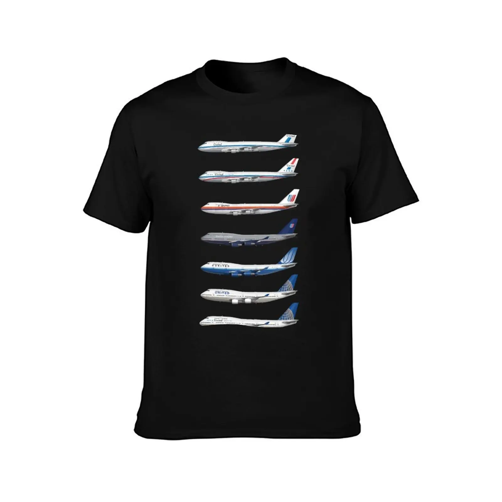 United Airlines Full Complement of 747 Liveries Tee Shirt Version T-Shirt, Summer Casual Cotton Tee, Oversized Streetwear Tops