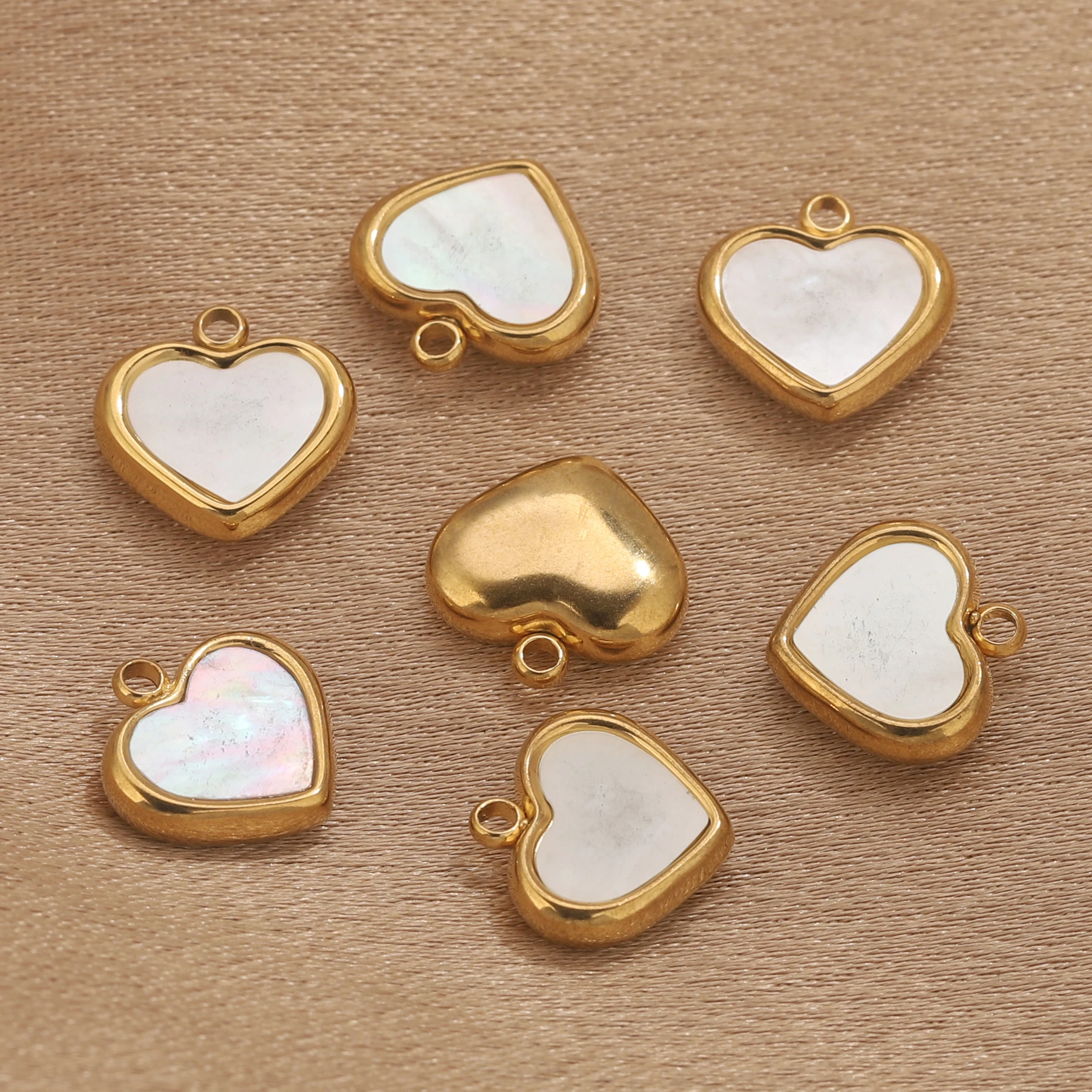 5 قطعة الفولاذ المقاوم للصدأ على شكل قلب اللؤلؤ قذيفة مناسبة عقد دي اي واي سوار قلادة صنع المجوهرات الإكسسوارات الحرفية بالجملة