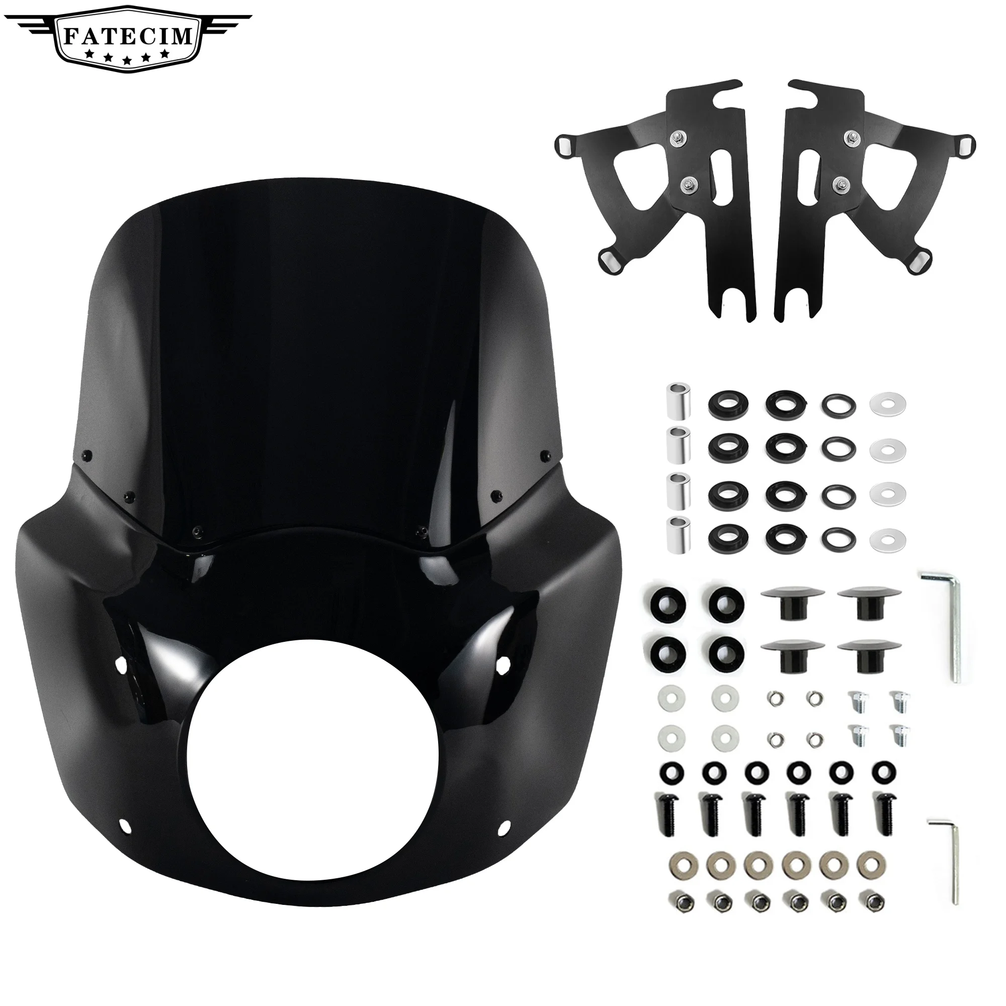 Frontverkleidung Fat Boy 11" Windschutzscheibe Fat Boy Verkleidung Road Warrior Deflektor Passend für 7" Scheinwerfer für Harley Fat Boy FLSTF 2000-2017