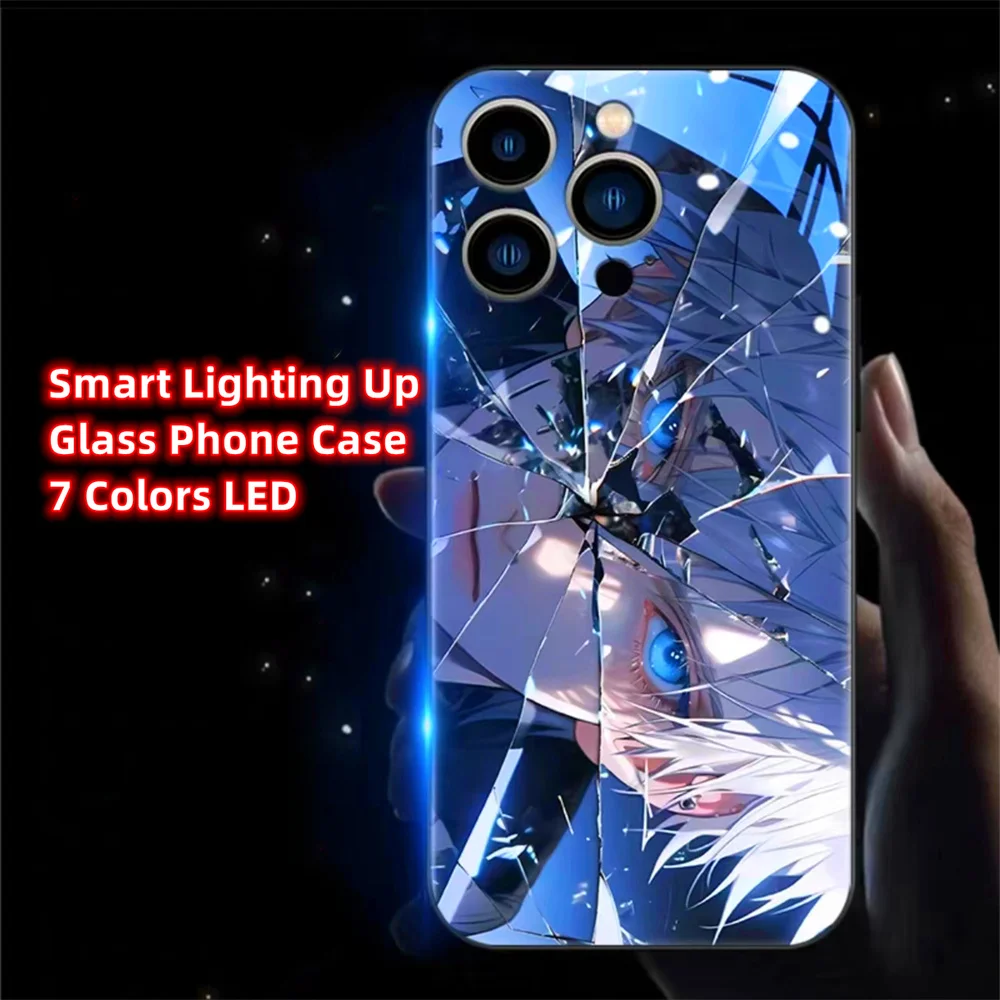 

Japanese Anime Voice Sensing LED Light Up Glowing Luminous Phone Case For VIVO X50 X60 X70 X80 X90 X100 Pro Plus IQOO 9 10 11 12