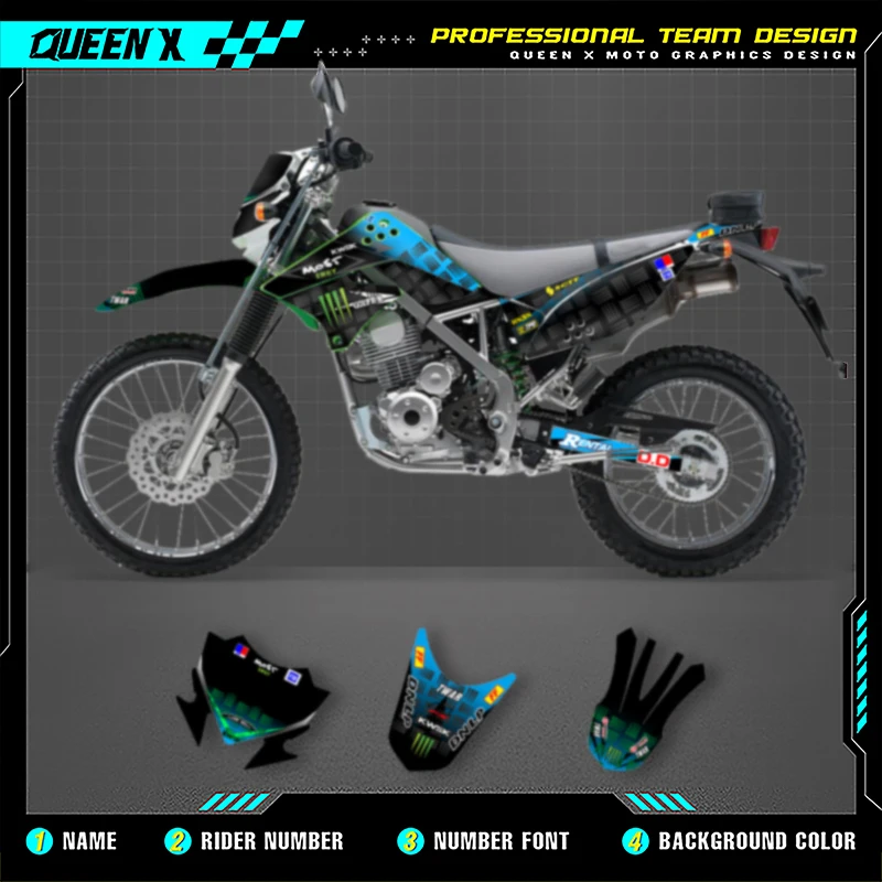 

QUEEN X MOTO New Motorcycle Graphics Protect Stickers Kits For KAWASAKI 2013 2014 2015 KX125 KX150 125 150 005