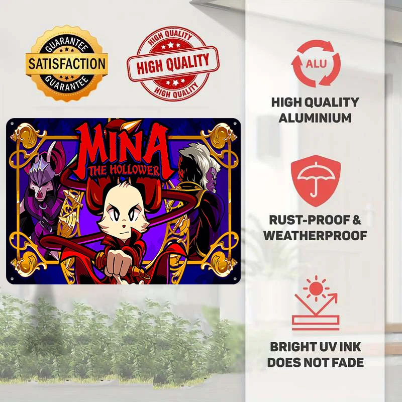 Mina The Hollower Game Art 3D Texture Metal Poster Customized Wall Art Tin Sign Gift for Mancave Home Decor Items Room Ornaments