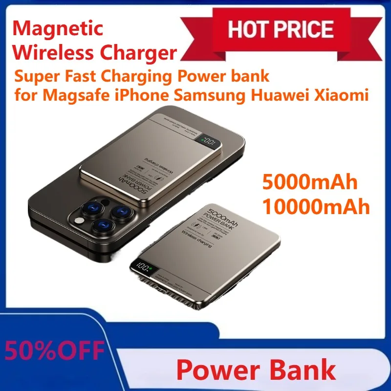 

5000-10000mAh Power Bank Magnetic Qi Wireless Charger PD20W Super Fast Charging bank for Magsafe iPhone Samsung Huawei Xiaomi
